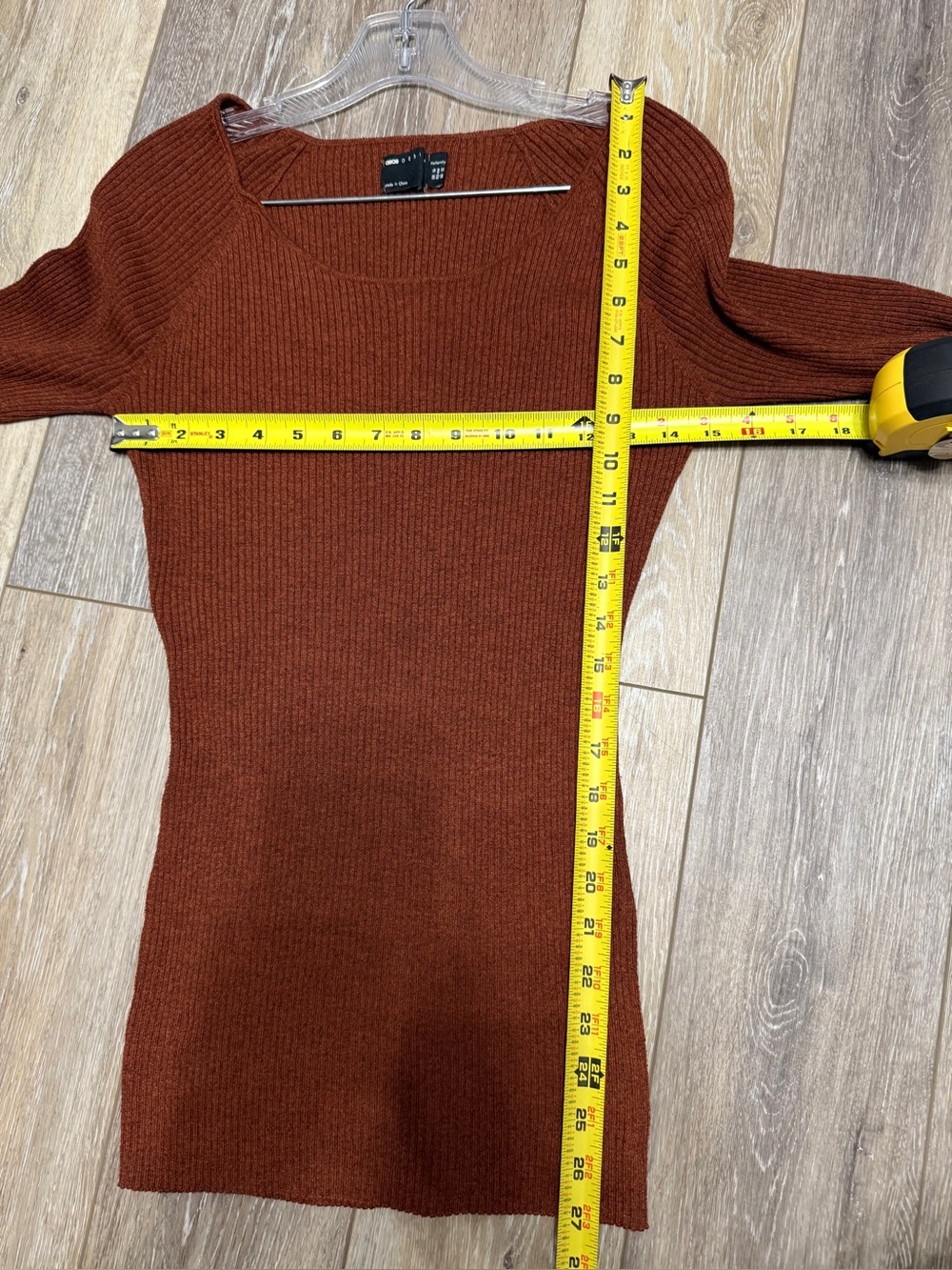 #20)  Women's Rust Scoop Neck Ribbed Sweater